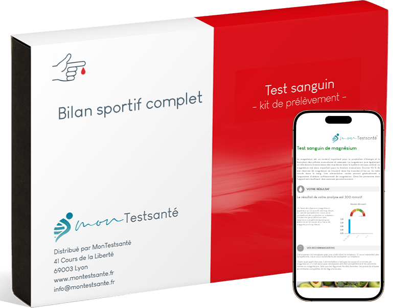 Le test sanguin du profil sportif est effectué à l'aide d'un simple kit de test que nous vous envoyons.