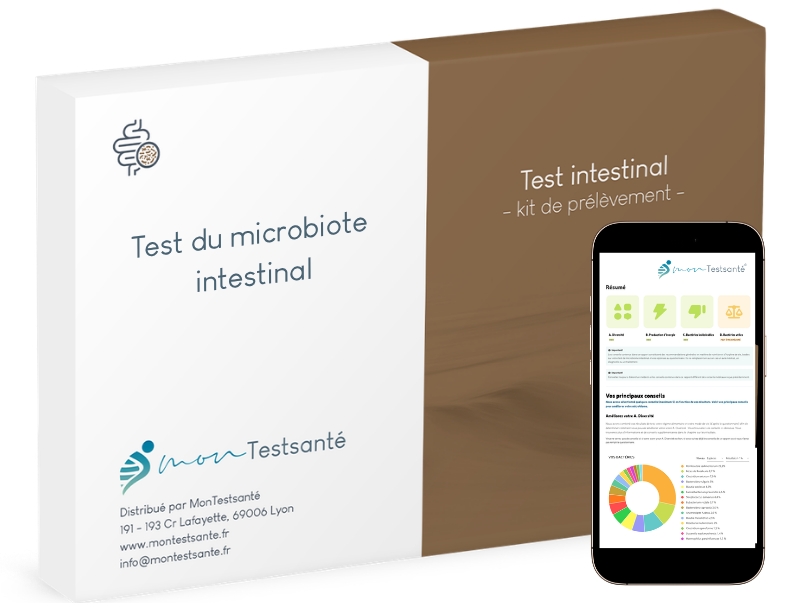 Kit de test microbiote intestinal Montestsanté avec suivi des résultats sur application mobile