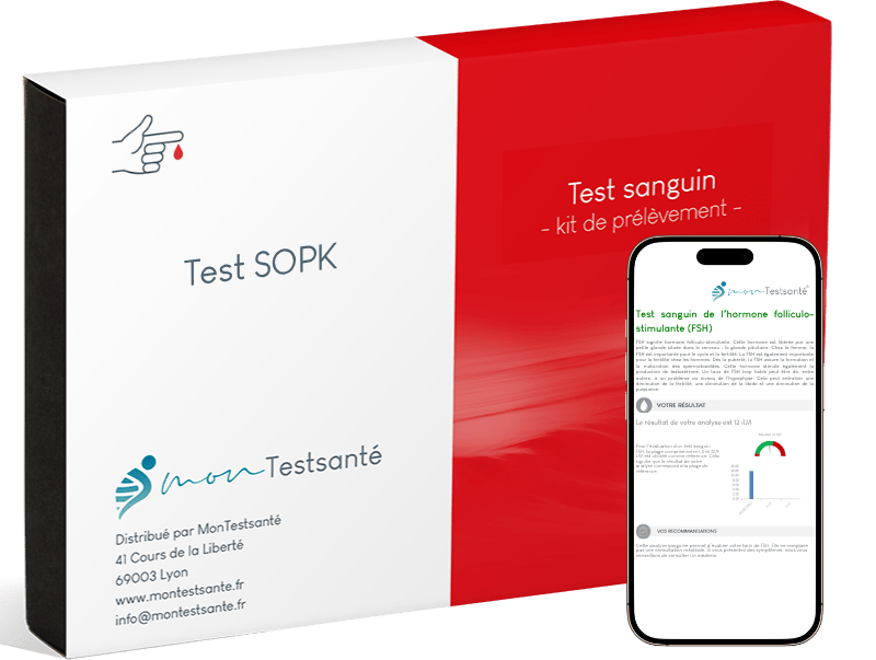 Boîte du test SOPK – analyse hormonale étendue pour dépister le syndrome des ovaires polykystiques