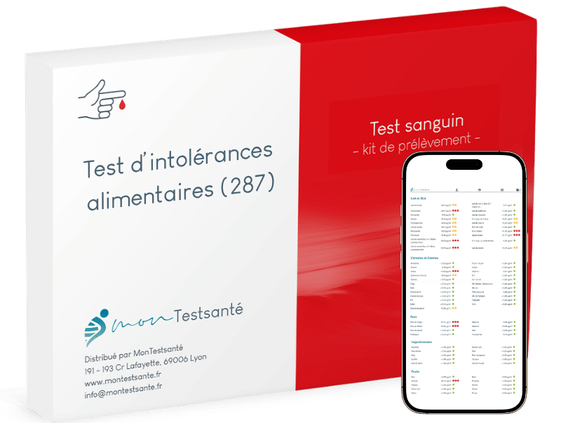 Test complet d’intolérances alimentaires (287 aliments)