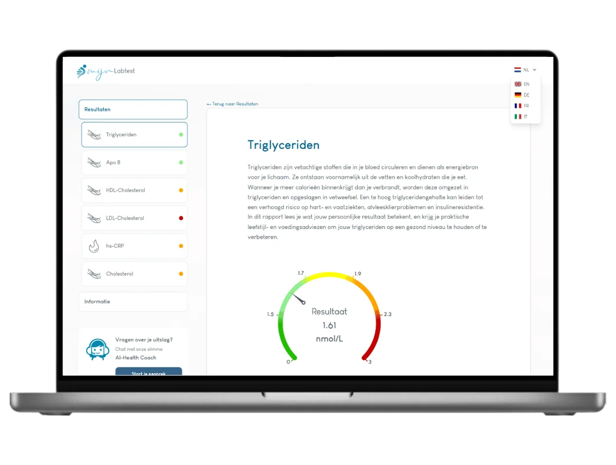 Exemple de résultat du bilan cardiovasculaire sur un ordinateur portable