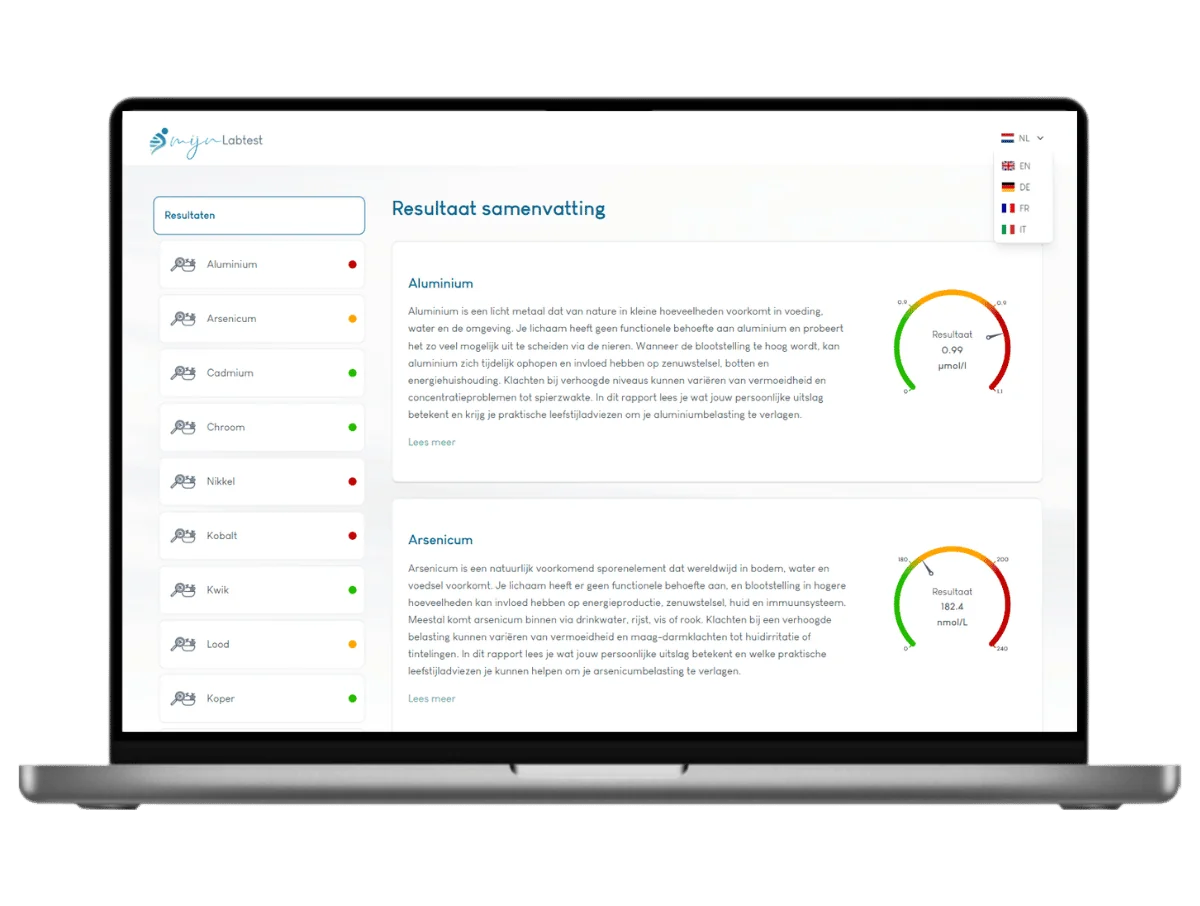 Exemple de résultat du test des métaux lourds sur un ordinateur portable