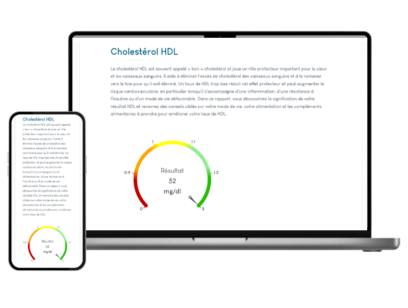 Exemple de résultat du bilan cholestérol sur un ordinateur portable