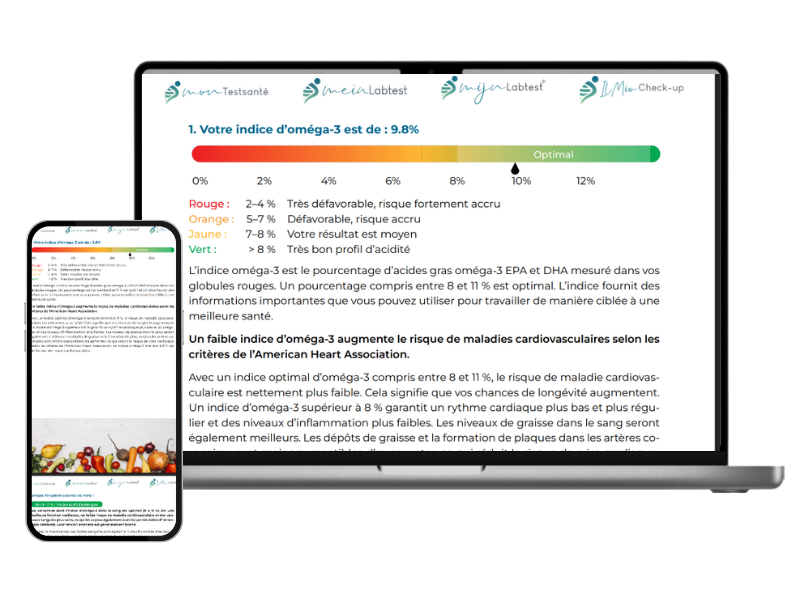 Exemple de résultat de l'analyse des acides gras oméga 3 sur un ordinateur portable