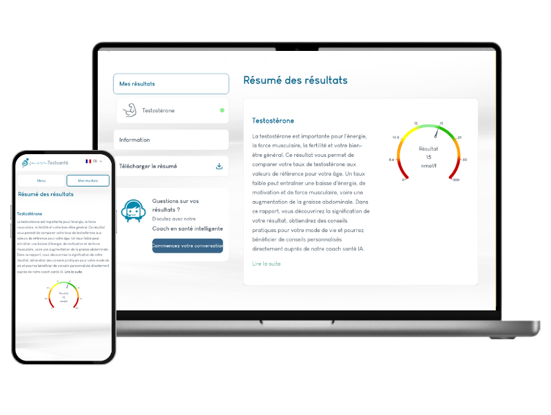 Exemple de résultat du dosage de testostérone sur un ordinateur portable